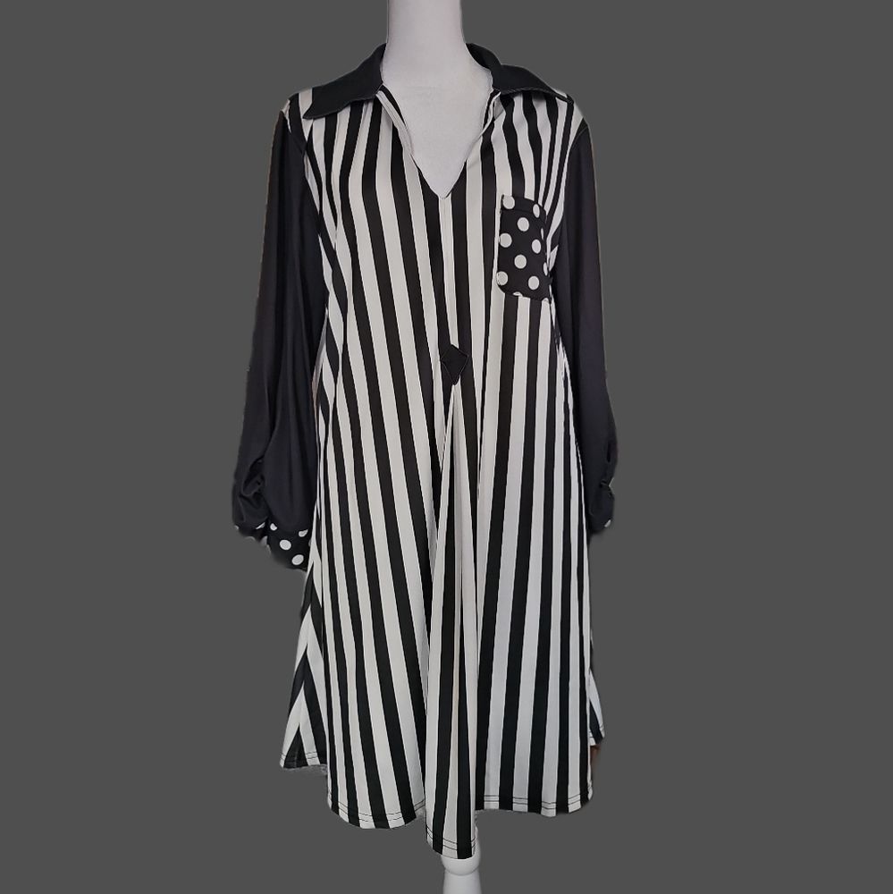 Black and White Striped Women's Top